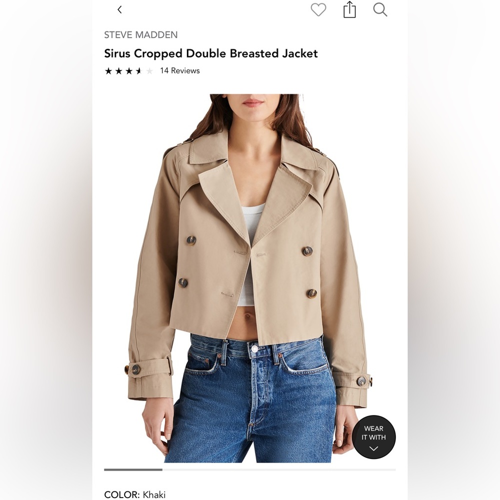Steve Madden Cropped Trench Coat/Jacket
